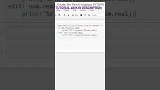 PYTHON PROGRAM TO PRINT GREATER BETWEEN REAL AND IMAGINARY FROM COMPLEX NUMBER #short #shortsvideo