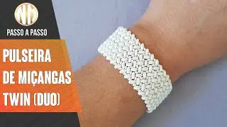 Pulseira feita com miçangas duo (miçangas dois furos)