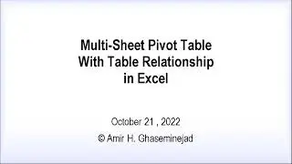 Multi-Sheet Pivot Table With Table Relationship in Excel