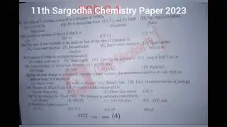 Class 11th Sargodha Chemistry Paper 2023, 1st Year Chemistry Paper 2023