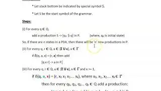 Conversion of Pushdown Automata to Context-free Grammars (PDA to CFG) - Theory of Computation