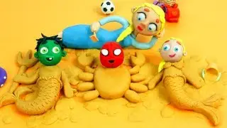 FROZEN ELSA & SUPERHERO BABIES MAKE SAND FIGURES ❤ Frozen Elsa Play Doh Cartoons For Kids