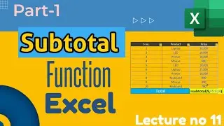How to Use Subtotal Function in Excel (Part 1) | ms excel course | Lecture no. 11