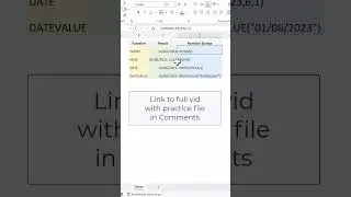Excel Functions (TODAY vs NOW vs DATE vs DATEVALUE)