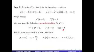 V9-2: 1D Heat equation, derivation of formal solution with Fourier series. Elementary Diff Equations