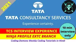 Must Watch Only 10 min Interview || 2021 TCS Ninja Interview Experience ( EXTC ) || Experience 3