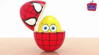 Learn Colors With Surprise Eggs Superheroes Cartoon - Giant Egg Surprise Opening Spiderman Hulk
