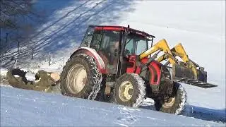2x Zetor Forterra a Zetor 7045 při těžbě dřeva