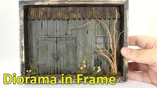 Diorama in frame - Old barn - Shadow box - DIY