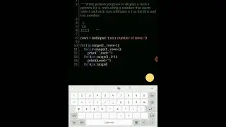 Python program to display a pattern with each row will have a 1 as the first and last number.