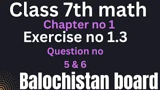 class 7 math chapter no 1 ex 1.3 question no 5 & 6 Balochistan board