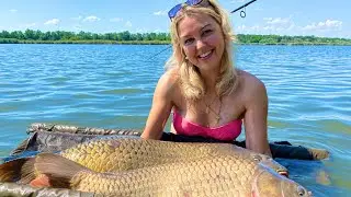Скільки ж тут коропа?! Впіймала 500кг риби! Марʼївське водосховище