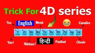 Trick To Remember 4D SERIES, 2nd Transition Elements Series in English & हिन्दी |Periodic Table