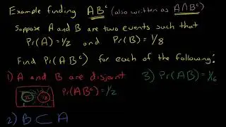 Example finding Probability of A and B complement if disjoint, subset, & intersection probability