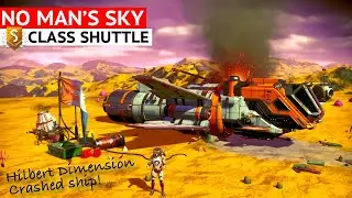 Crashed Orange/Gray S-Class Shuttle in No Man's Sky