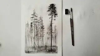 Гризайль. Пейзаж акварелью.