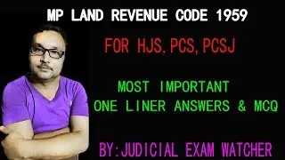 MP LAND REVENUE CODE 1959 PART--1 MOST IMPORTANT MCQS AND ONE LINER ANSWERS FOR 1JULY MPHJS