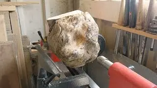 Woodturning a Silver Birch burl bowl.