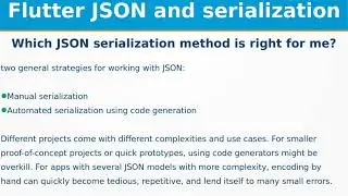 Which JSON Serialization method is right for me? | Flutter Json and Serialization