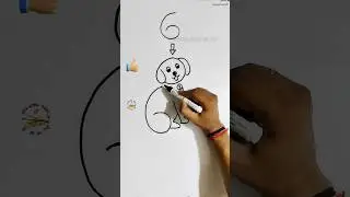 drawing from number 6 |How to draw a dog | Dog drawing easy | puppy drawing easy | number art | draw