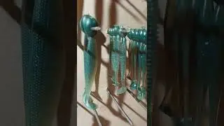 это одни из лучших силиконовых приманок для ловли щуки, судака и окуня, цвет машинное масло.