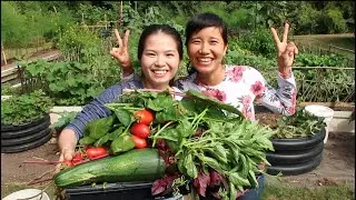Vlog 372| Đột Nhập Quét Sạch Vườn Rau Nhà Chị Nhung Hà.Học Lỏm Bí Quyết Đổ Bánh Khọt Của Bả 😂