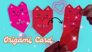 Make a PERFECT Origami Paper Cat Heart Card || Origami card || Origami