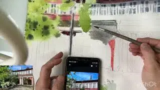 Рисуем Московский дворик акварелью