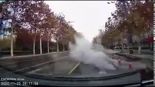 Just passing through smoke on the road