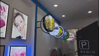 Round shape rotate acrylic light box- double sides display