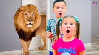 Играют с питомцами - Адам и Алиса устроили домашний зоопарк