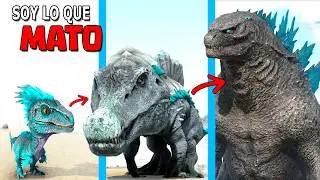 SOY LO QUE MATO en ARK!! Evoluciono de DINOSAURIOS GIGACHAD a KAIJU GODZILLA Rey de los Monstruos