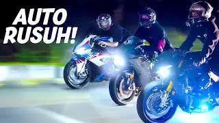 R1M vs Ninja H2R & S1000RR Night Ride