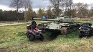 Катим на квадроциклах в сторону полигона Алабино. Вплавь на квадриках Cfmoto, Stels, Polaris.