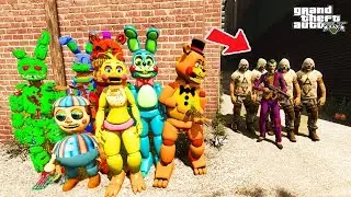 GTA 5 FNAF ANIMATRONICS - HOW NIGHTFUL ANIMATRONICS AND FREDDY SAVED A CHICK FROM CLOWNS