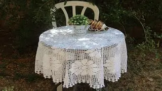 TABLECLOTH with flowers CROCHET for a round table. DETAILED MK (7 parts). SCHEMES. FIRST part.