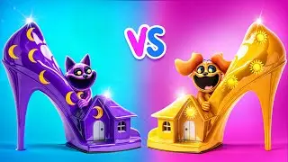 We Build a Tiny House for Catnap! One Colored Challenge!