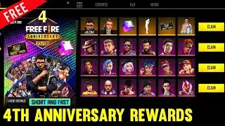 FF NEW EVENT - FREE FIRE 4TH ANNIVERSARY EVENT | FF ANNIVERSARY EVENT FREE REWARDS | FF ANNIVERSARY