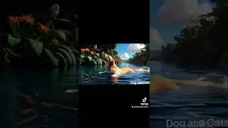 dog swimming in the river