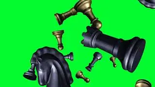 Chess Pieces Flying  Gold & Silver Green Screen