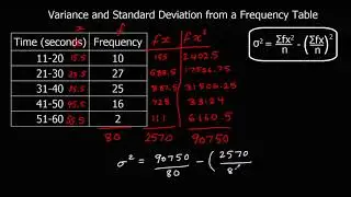 Variance and Standard Deviation from a Table