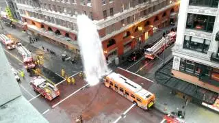 Tow Truck Crashes Into Metro Bus, Then Into 7-Eleven Store 5th & Broadway, Los Angeles