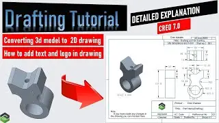 Creo Drawing Tutorial (Converting 3D model to 2D drawing) tutorial video with detailed explanation