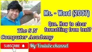 How to clear formatting from text? | Ms.-Word (2007)| The S N Computer Academy