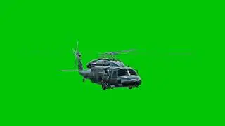 military helicopter on green screen army aircraft rotating on green