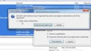 Advanced Adwords Editor Tutorials: Find & Replace Duplicate Matching Items