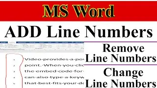 MS Word How to Add/Display Line Numbers. How to remove / Change Line Numbers more Options.
