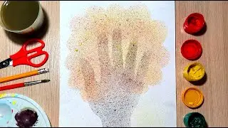 Рисуем осеннее дерево брызгами. Рисование ладошкой