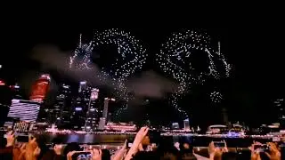 The amazing and Legend dragon drone lights show at Marina Bay Sands,Singapore.