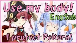Usada Pekora/Houshou Marine - Use my body! I protect Pekora!